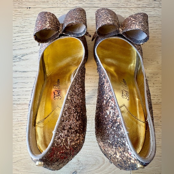 Ted Baker Chocolate Glitter High Heels - Size UK 7/US 9 - Picture 8 of 9